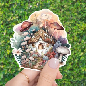 Cottagecore Cottage Fairy House Mushroom Watercolor Sticker Kiss-Cut Vinyl Decals