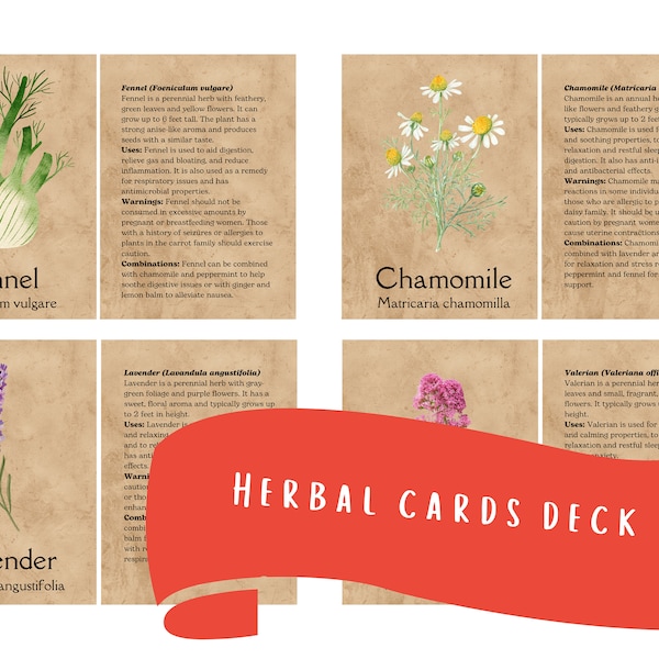 apothecary reference cards ~ herbal index flash cards ~ Double Sided Scrapbook, printable Apothecary, Medicinal Herbal, Herbarium