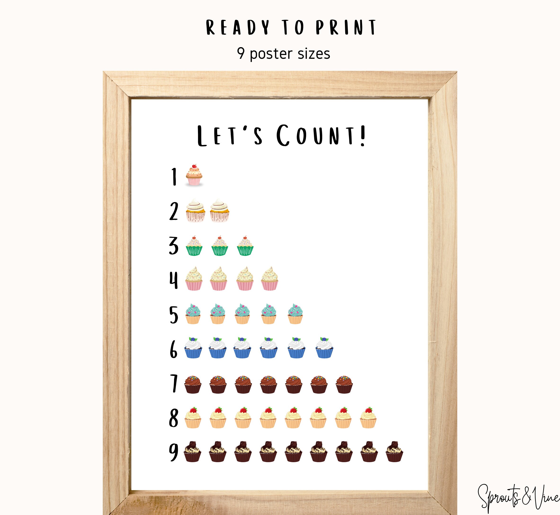Cupcake Count, Numbers Poster, Educational Print, Homeschool Decor ...