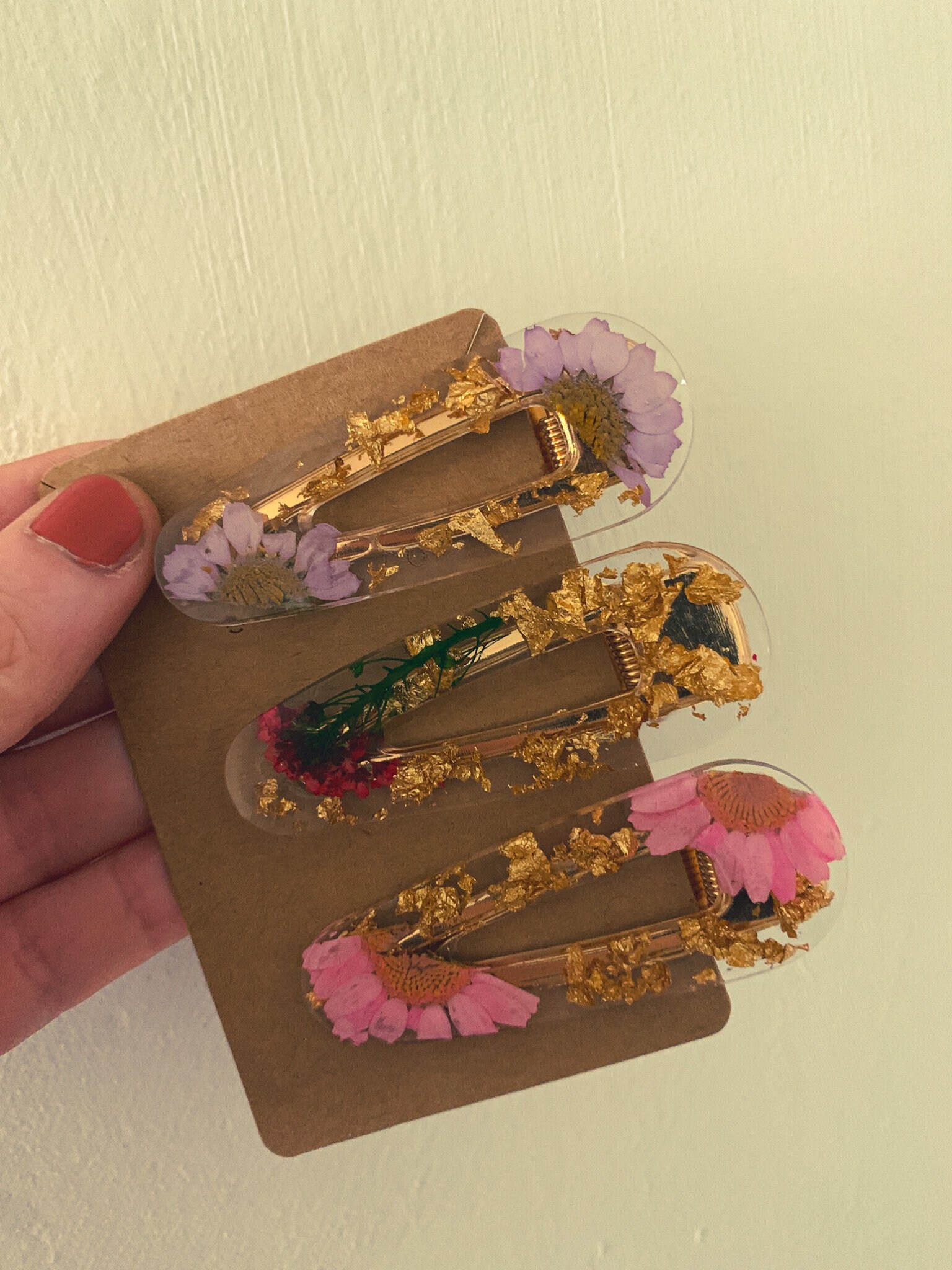 Resin floral hair clips Etsy