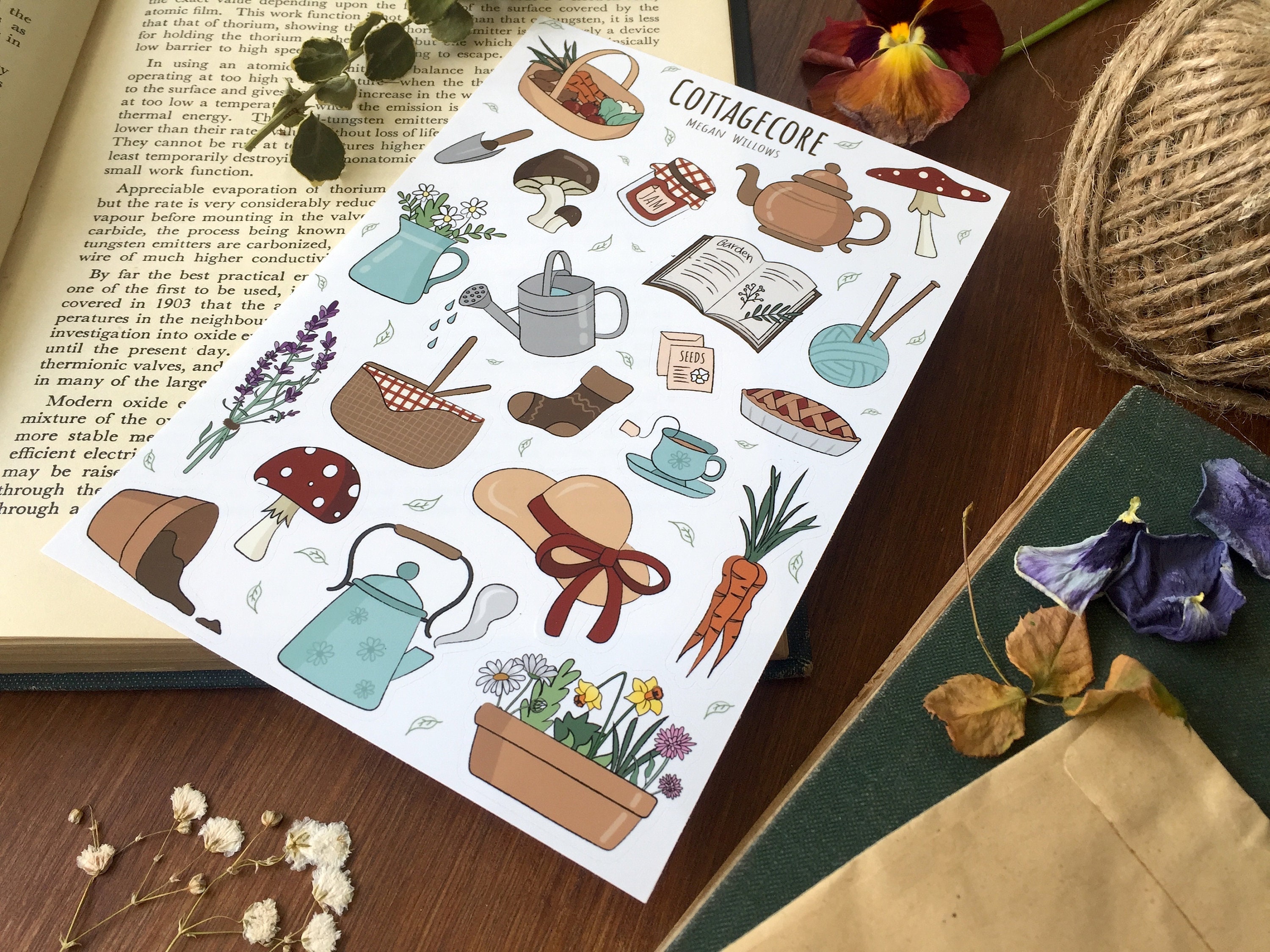 Cottagecore Sticker Sheet Bullet Journal Stickers Planner Etsy