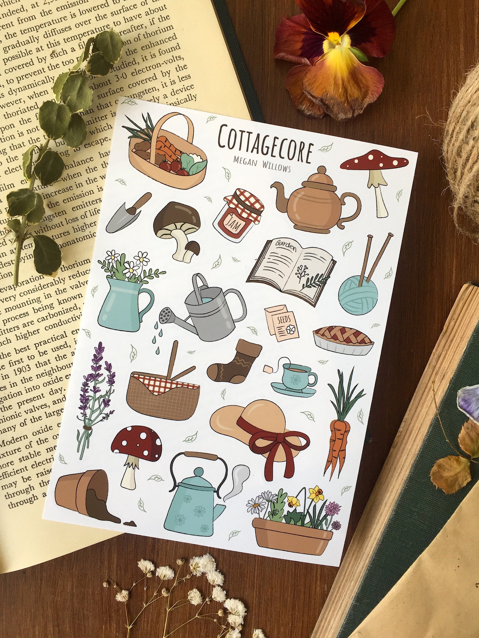 Cottagecore Sticker Sheet Bullet Journal Stickers Planner Etsy