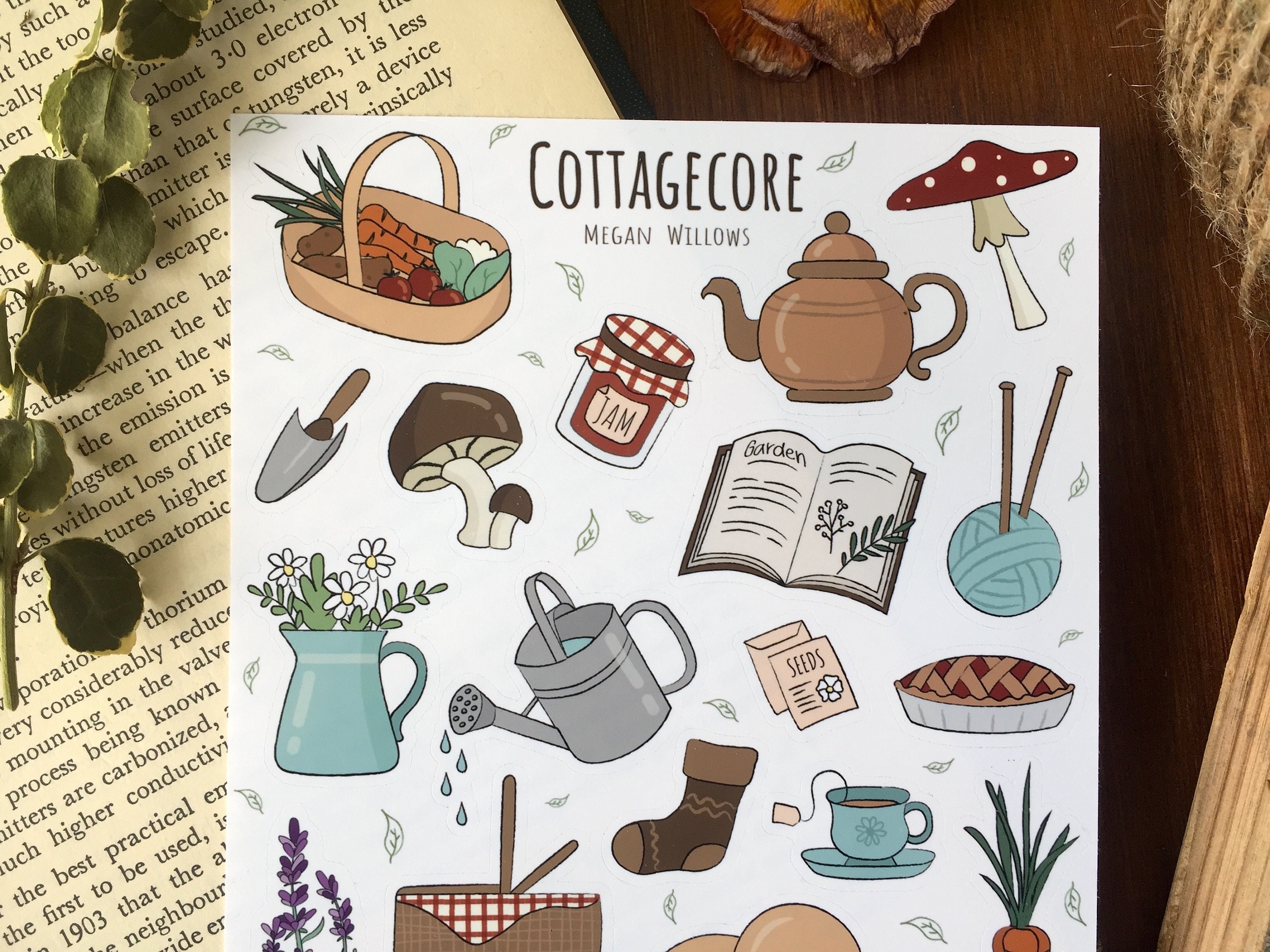 Cottagecore Sticker Sheet Bullet Journal Stickers Planner | Etsy