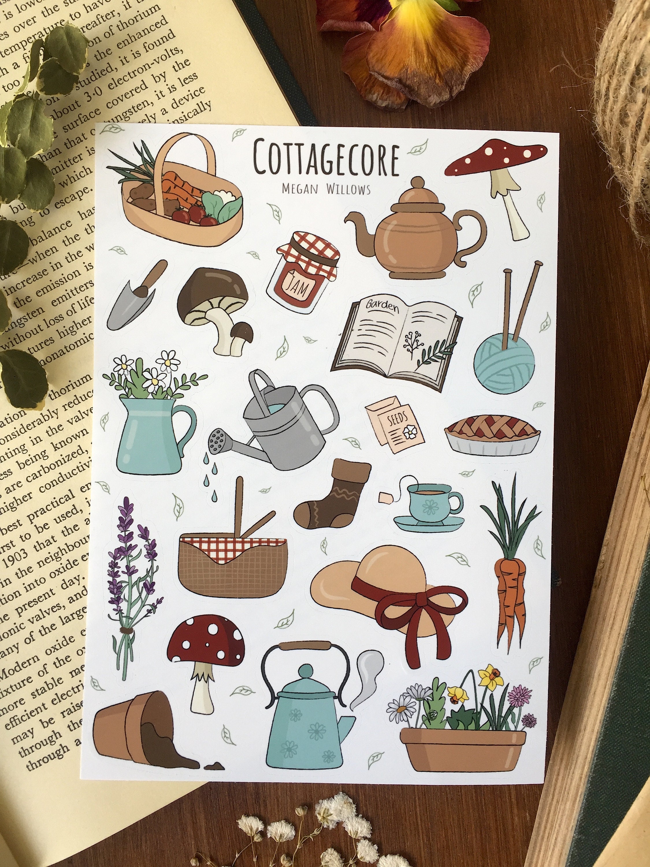 Cottagecore Sticker Sheet Bullet Journal Stickers Planner | Etsy