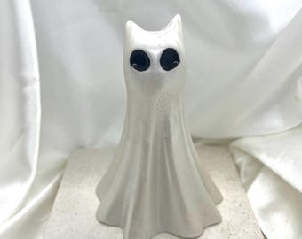 Handmade white ghost cat ornament