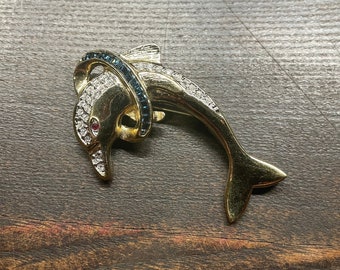 Authentic Butler Brooch // Dolphin Rhinstone Pin // Fifth Avenue Collection Canada