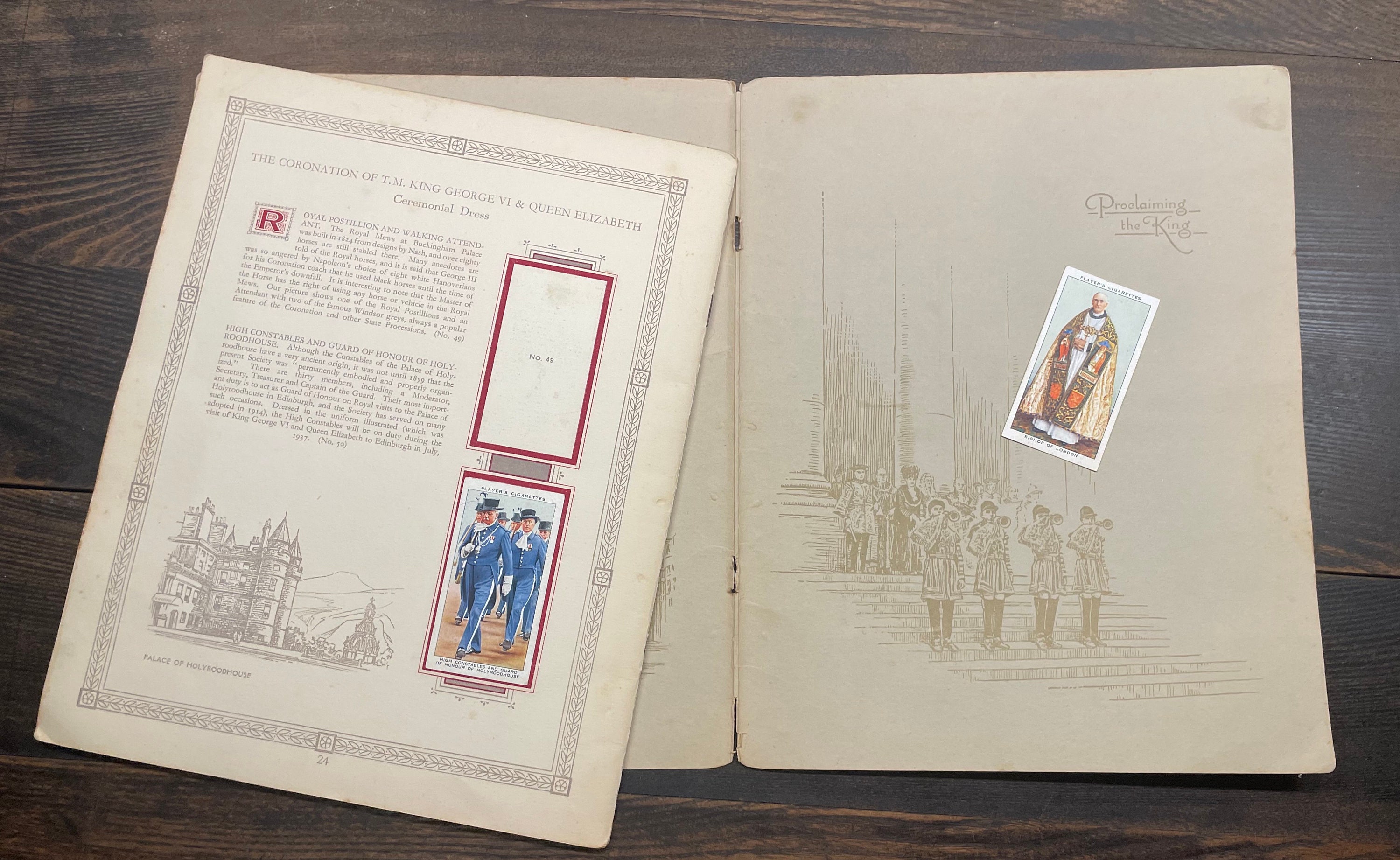 John Player & Sons (1937) Album to Contain Coronation Series of Cigarette  Cards // Including Cards