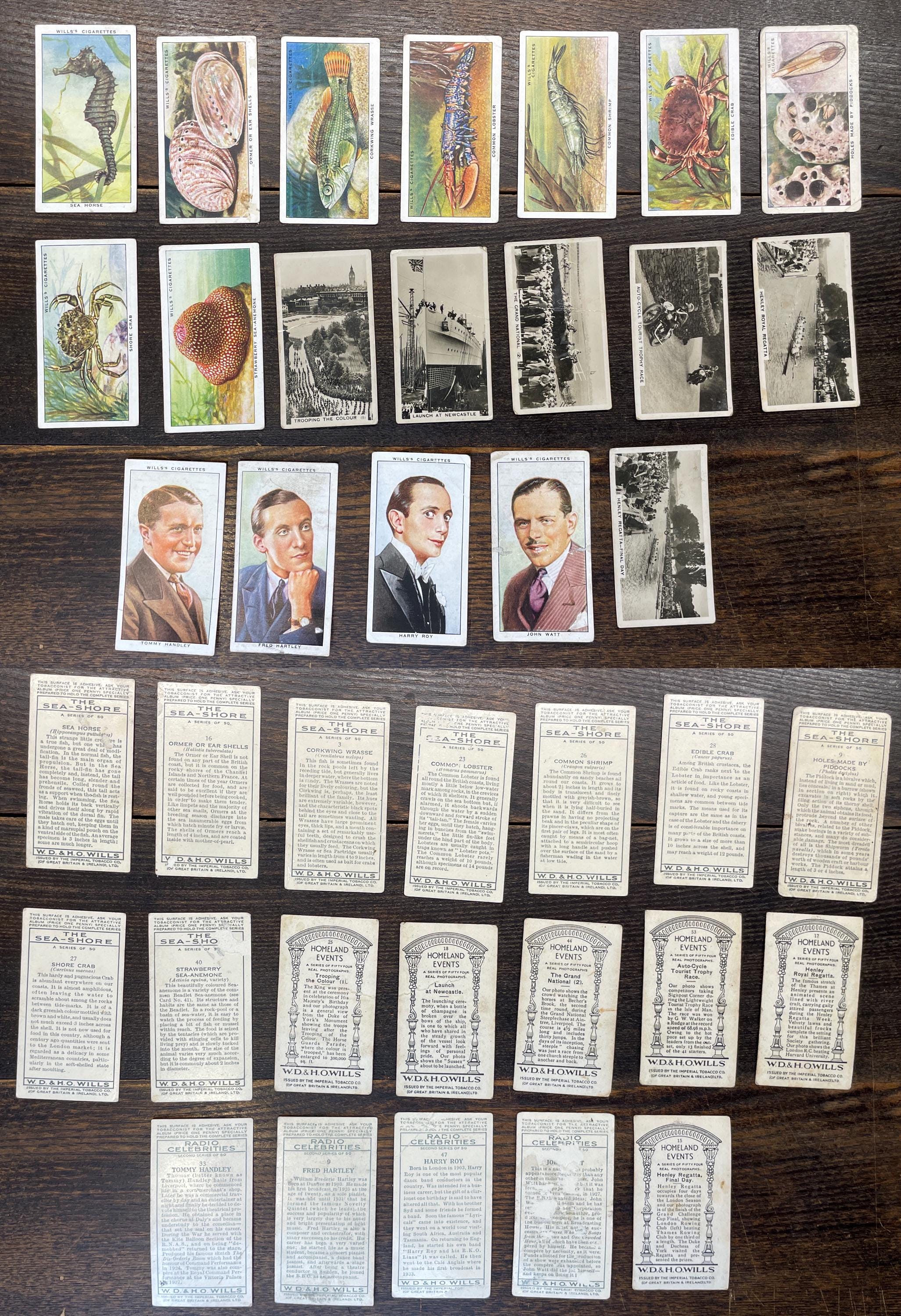 Collection of W.D. & H.O. Wills Trading Cards // 100 Cards From 10  Different Series