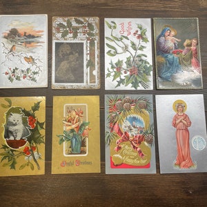 Collection de 8 belles cartes postales de Noël (1908-1916) // Vintage de Noël