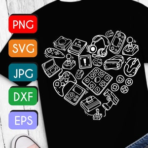 Heart of Game svg Gamer Boys Gamer svg png eps Cricut Cut file Silhouette Download