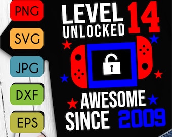 Buy Level 14 Unlocked Svg, 14th Birthday Svg, Video Game