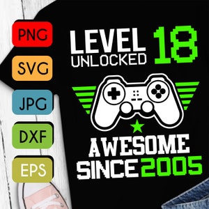 Level 18 Ontgrendeld svg 18e SVG PNG JPEG Cricut of Silhouette Cut File