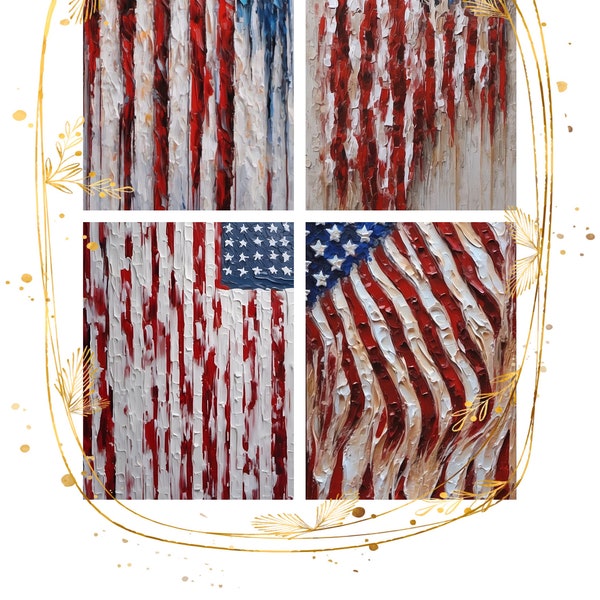 American Flag Impasto Textured Art in a Digital Print for download for sublimation print shirts, totes, mugs, keychains, art prints, etc.