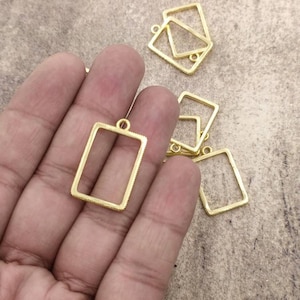 Rectangular Bezels 10 pieces for Pendants. Blanks Bezels for Pressed flower Resin Jewelry. Hollow Bezels for Pendant Earrings Keychain charm