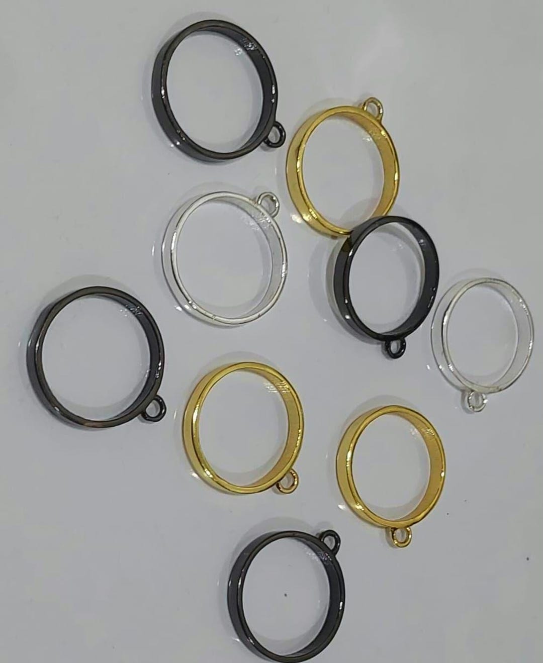 Frame Bezel Accessory Round Open Bezel Pendant Frames | Gold Silver Black Metal Bezel Setting ...