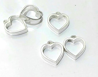 Silver Heart Open Bezel Charm Hollow Heart Pendant for Resin Jewelry Making  DIY Necklace Earrings Craft Supplies