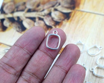 Silver Plated Capsule Bezel Charm Frames | Open Back Pendant Trays