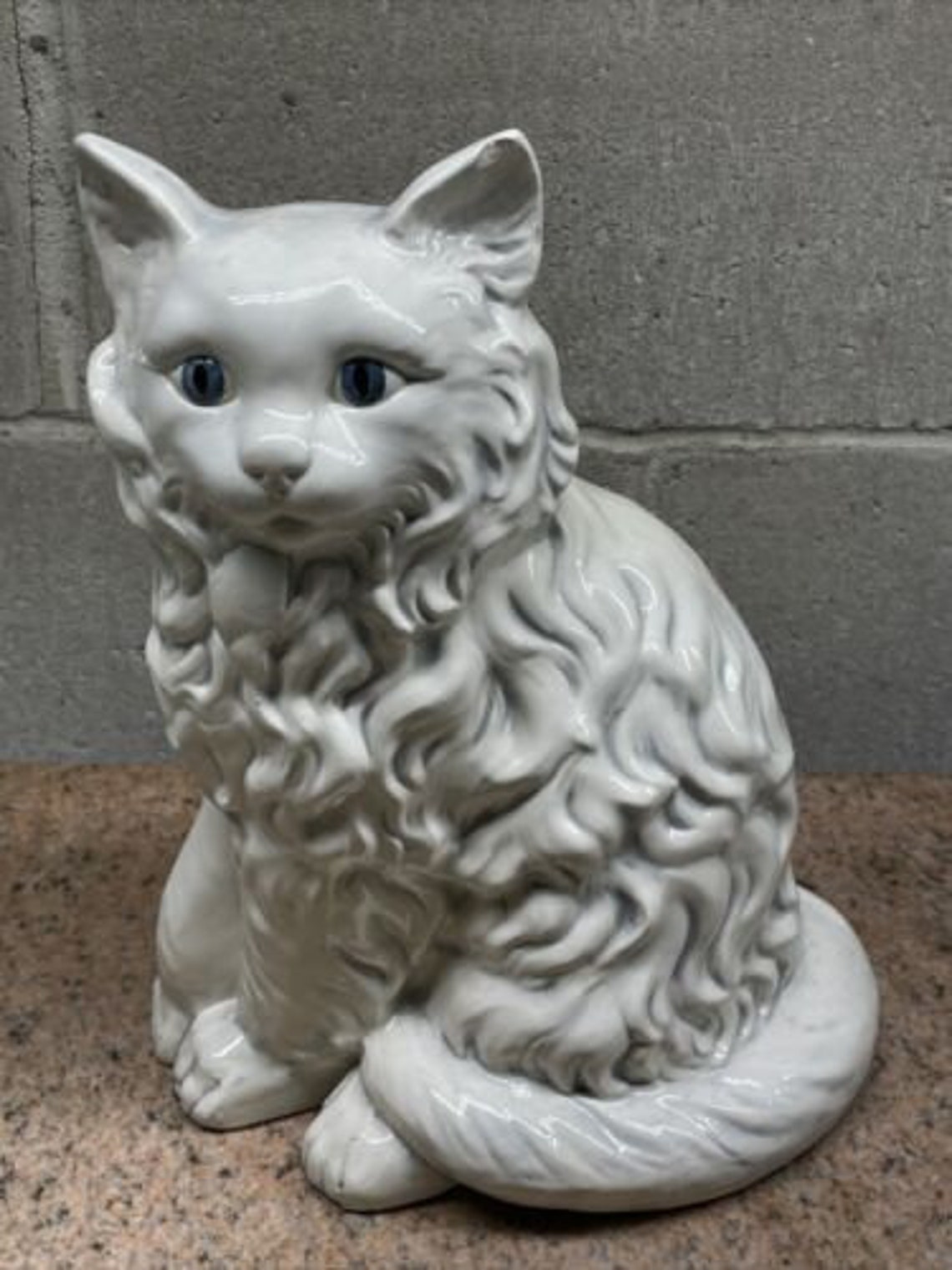 Vintage Large 12 White Ceramic Persian Cat Statue Figurine Etsy