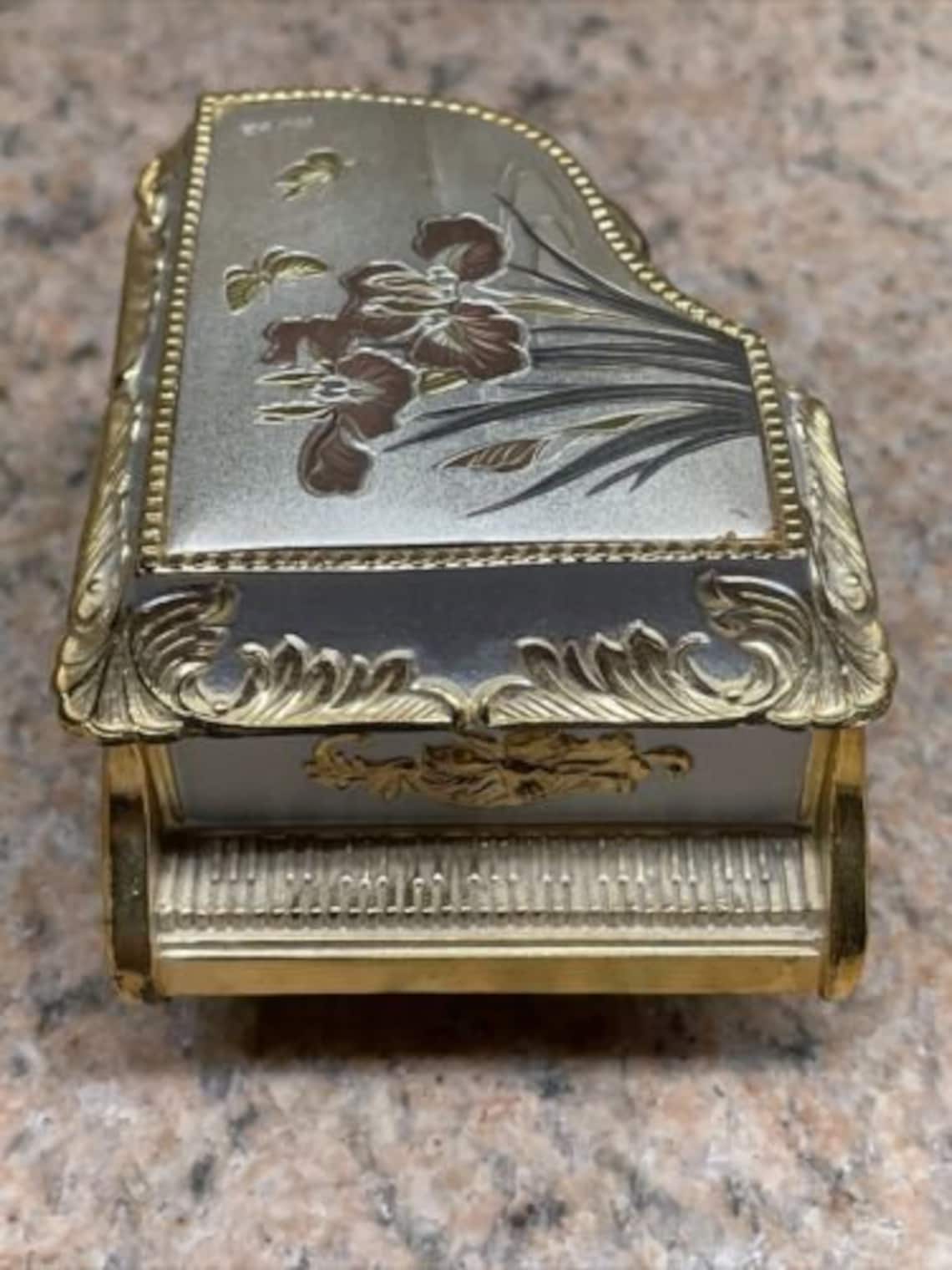 Vintage Piano Music Trinket Box Japan Flowers Butterflies Etsy