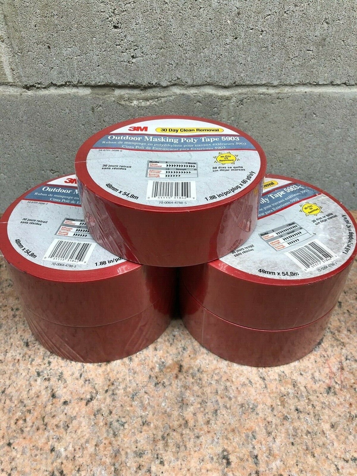 5 Rolls 3M 5903 Outdoor Masking Tape Red 48Mm X 54.8M 30 Clean Etsy