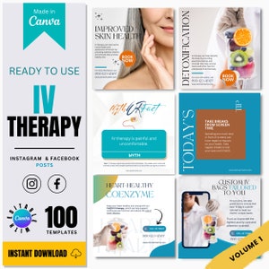 IV Therapy Social Media Post Template | IV Drip Canva Template | Cocktail Drip | Boost IV Vitamin Business Online | Medical Spa Template