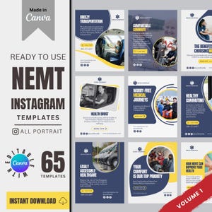 NEMT Marketing Templates for Social Media | Ready-to-Use Designs for Transportation Services | Editable NEMT Marketing Canva Templates