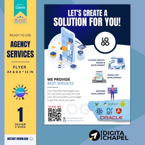 Elegant and Professional Agency Flyer Template for Business Promotion | Website Agency Flyer Template | IT Services Flyer | Canva Template