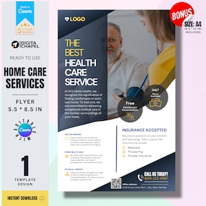 Customizable Home Healthcare Flyer | Home Care | Health Care Business Flyer Templates | Health Flyer | Canva Template