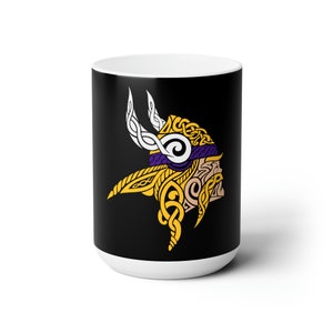 Minnesota Tribal Vikin Norse Artwork, SKOL, Justin Jefferson, Kirk Cousins, Football, Home Decor, Ceramic Mug 15oz