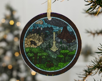 Elder scrolls, Skyrim, Imperial city, Cyrodill, Stained Glass Style Translucent, Can Illuminate, Christmas Ornament Can Be Lit Up v5