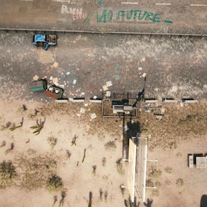 RPG-kaarten cyberpunk sci-fi post-apocalyps battlemap billboard weg parkeerplaats