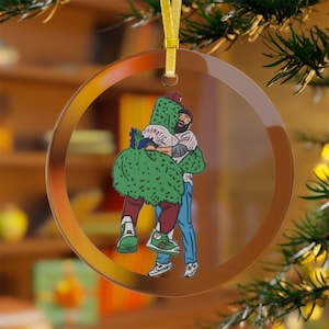 Phanatic & Jason Kelce | Philly No One Likes Us We Dont Care | Philly Christmas Ornament Glass