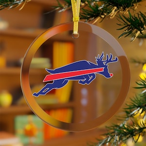 Buffalo Quarterback Jumping Hurdle Avenue, Josh Allen, Buffalo Mafia, Glass Christmas Ornament, Home Decor, Gift for Her
