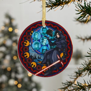Lightsaber, Jedi Knight, Kylo Ren, Force Awakens, Skywalker, Stained Glass Style Translucent, Christmas Ornament Can Be Lit Up