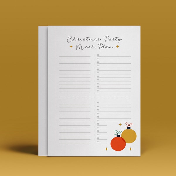 Christmas Meal Planner | Christmas Dinner Planning Template | Cooking Schedule & Preparation Plan | Printable A4,A5, Letter and Half Letter