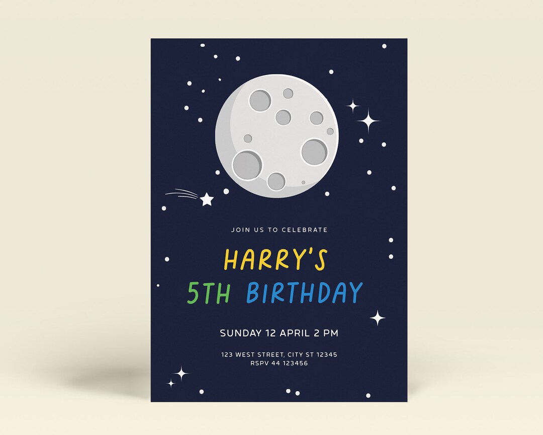 Printable Outer Space Birthday Invitation Set Your Birthday to Orbit ...