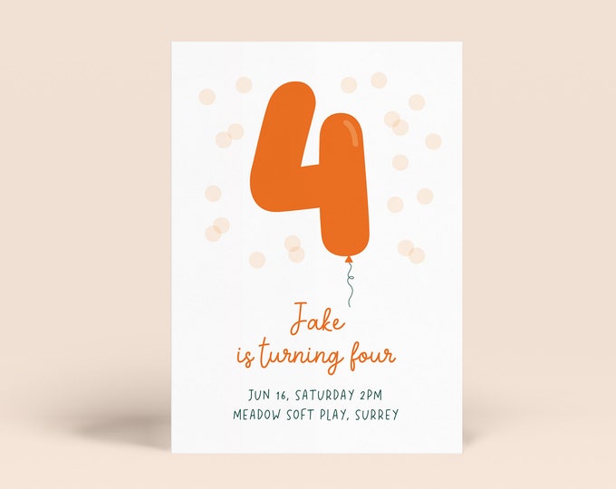Printable Birthday Invitation Editable 4th Birthday Party Invite ...