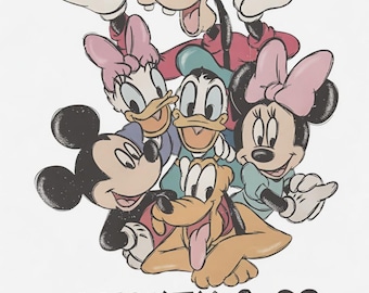 Retro Mickey & Co Est 1928 Png, Mickey And Friends Png, Disney Family Vacation Checkered Png