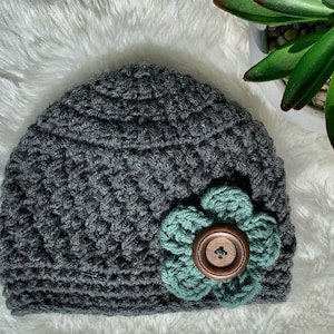 Patrón de gorro de flores de crochet, patrón de gorro de quimioterapia de crochet, patrón de gorro de crochet fácil para mujer, regalos de crochet para pacientes con cáncer