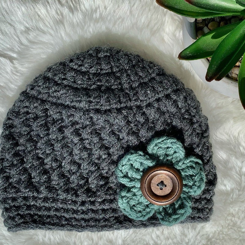 Crochet Flower Beanie Pattern Etsy
