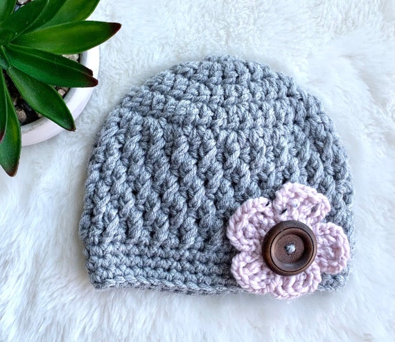 Crochet Hat Pattern for for Kids, Crochet Flower Beanie for