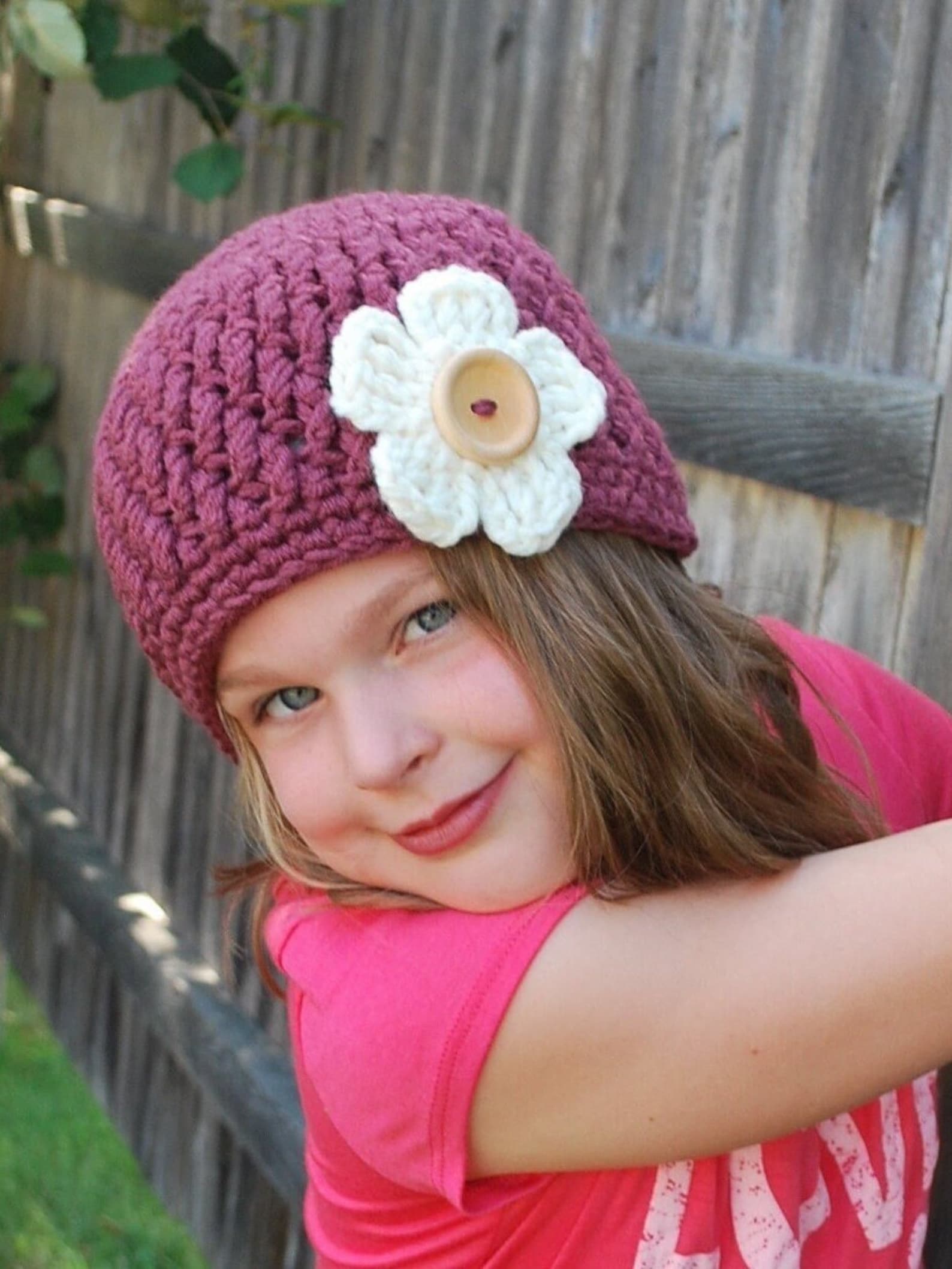 Crochet Hat Pattern for for Kids, Crochet Flower Beanie for Beginner ...