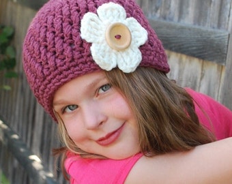 Beginner Crochet Hat Pattern, Crochet Flower Beanie Pattern, Crochet Pattern for Kids Hat, Winter Crochet Patterns, Crochet Winter Hat