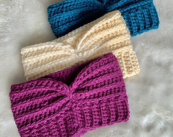 Crochet Headband Pattern for Women, Crochet Ear Warmer Pattern, Easy Headband Pattern, Crochet Ponytail Hat Pattern