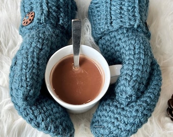 Chunky Crochet Mitten Pattern, Beginner Women's Mittens (PDF Pattern)