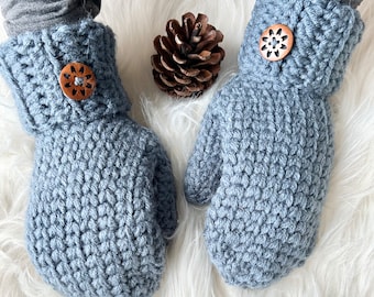 Knitted mittens for women, winter mittens, cozy gifts for bestfriend, holiday gifts for wife, blue gifts for daughter, fall mittens for her