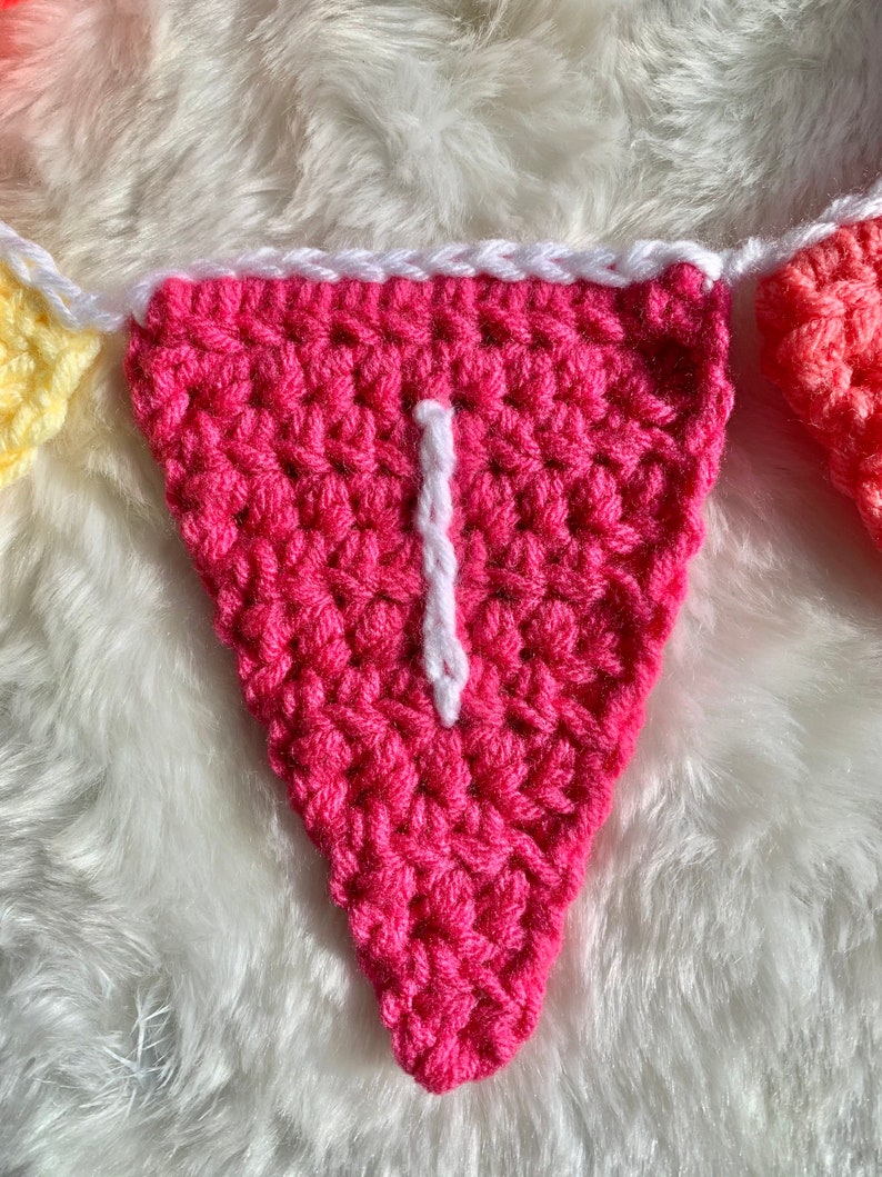 Crochet Name Banner, Kids Room Decor, Bunting Banner Personalized, Dorm Room Decor, Flag Banner Garland, Name Decoration for Wall image 6