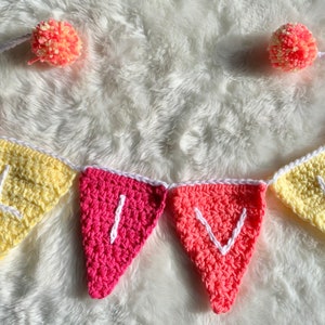 Crochet Name Banner, Kids Room Decor, Bunting Banner Personalized, Dorm Room Decor, Flag Banner Garland, Name Decoration for Wall image 3