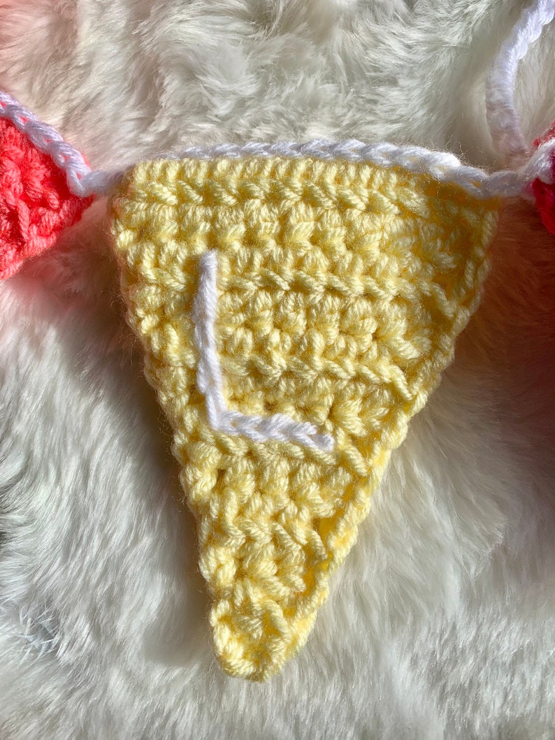 Crochet Name Banner, Kids Room Decor, Bunting Banner Personalized, Dorm Room Decor, Flag Banner Garland, Name Decoration for Wall image 5