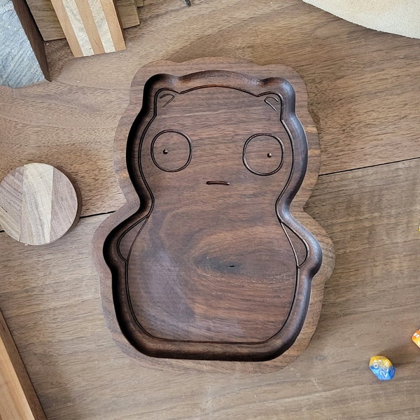 Kuchi Kopi Bob's Burgers geïnspireerd Walnut Tray Candy Dish Rustieke tafelaccenten, decoratieve houten Trinket Valet